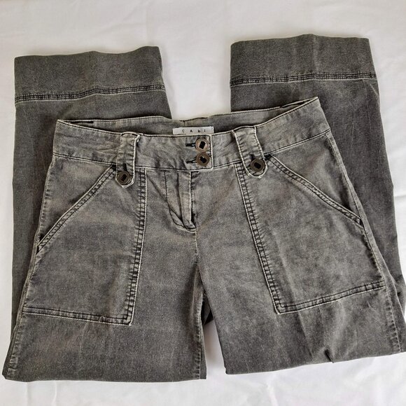 CAbi Size 2  Gray Thin Wale Corduroy Pants With Black Embroidery Detail on Back - Picture 1 of 12